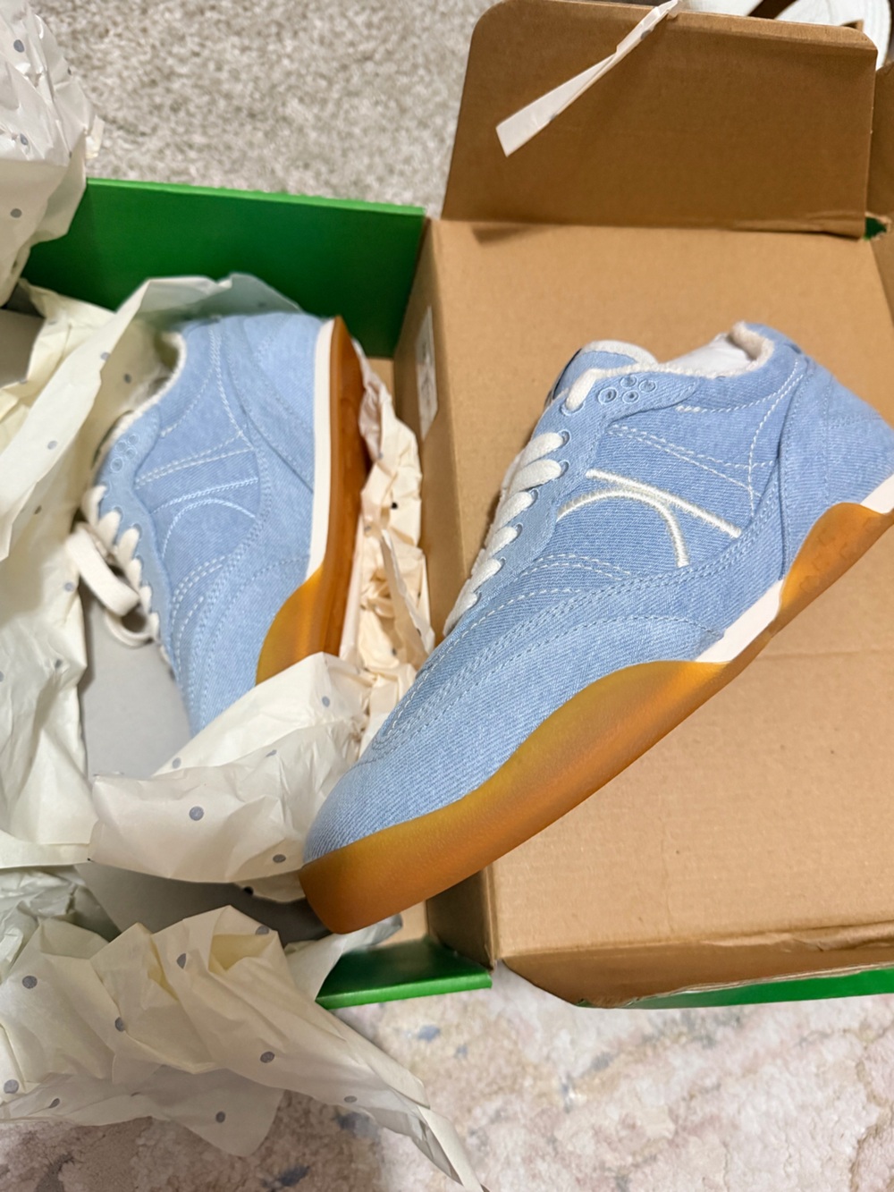 kate spade Light Blue Canvas Sneakers with Gum Sole